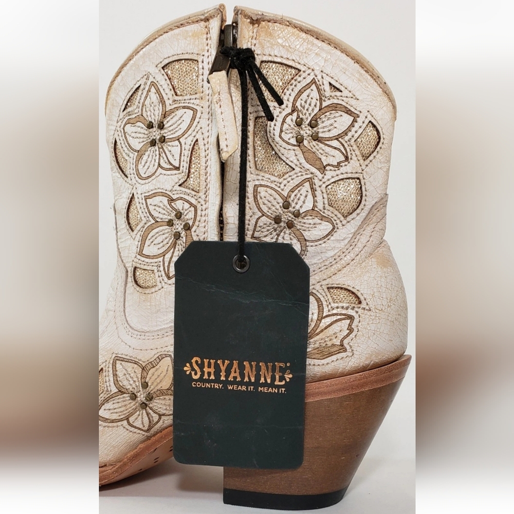 Shyanne Cowboy Boots, Cowgirl Western Wedding Cream Leather Boots, 6.5 *NEW* - Picture 10 of 12
